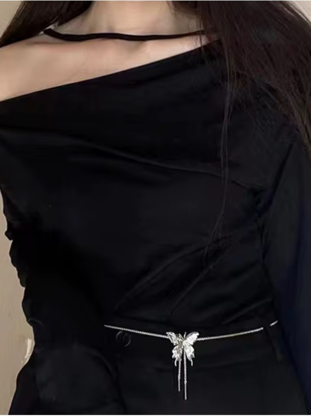 3 in 1 Vintage Adjustable Silver Butterfly Choker Necklace, Bracelet, Body Chain - Picture 9 of 11